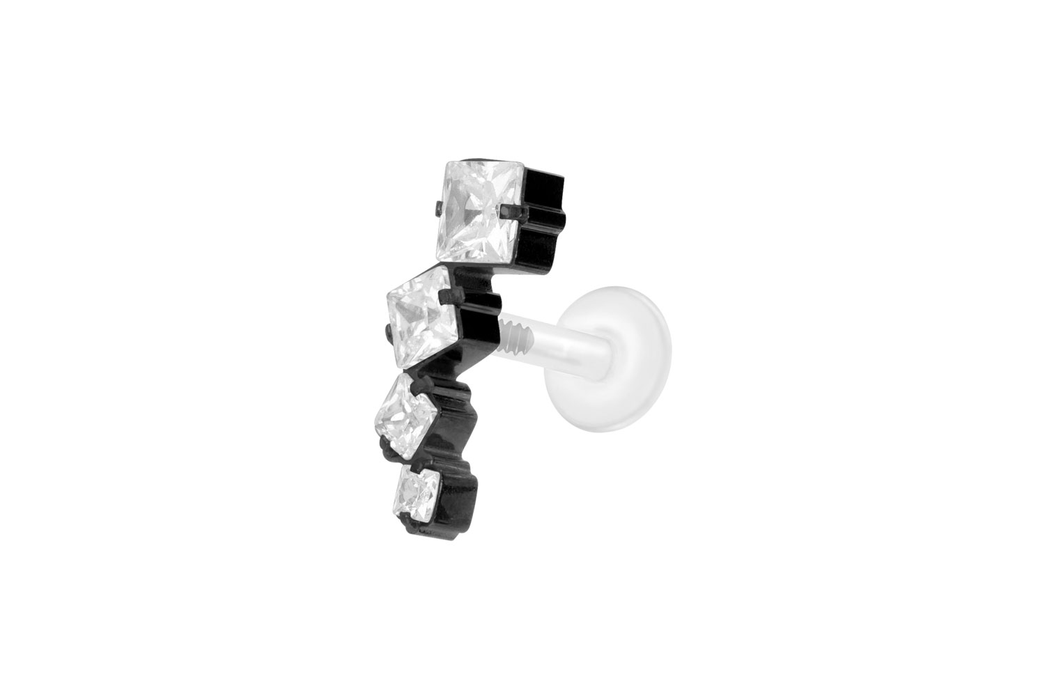 PTFE Labret Piercing mit Innengewinde + Titan-Aufsatz KRISTALLBOGEN